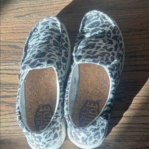 Hey Dude Black and Gray Leopard Flats